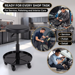 Pneumatic Rolling Mechanic Stool with Wheels – Adjustable Height Shop Stool with Tool Tray, 360° Swivel Seat for Garage & Workshop - 8
