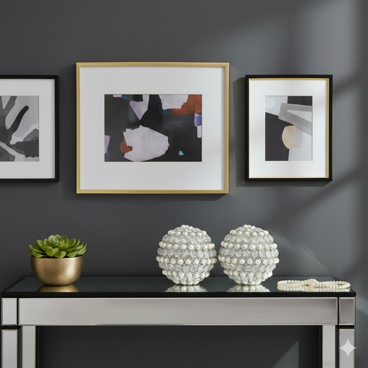 Set Of Two 5" Silver And Clear Faux Crystal Decorative Orb Sculptures