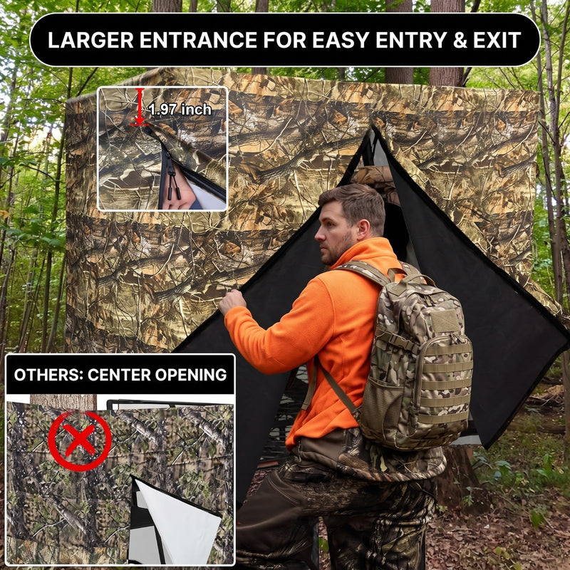 Hunting Tree Stand Blinds Cover 142" x 35" Extra Large Camouflage Universal Tree Stand Blinds Realistic Forest Camo Treestand Cover with Zipper for Deer Elk Hunting, Frames Not Included - 8