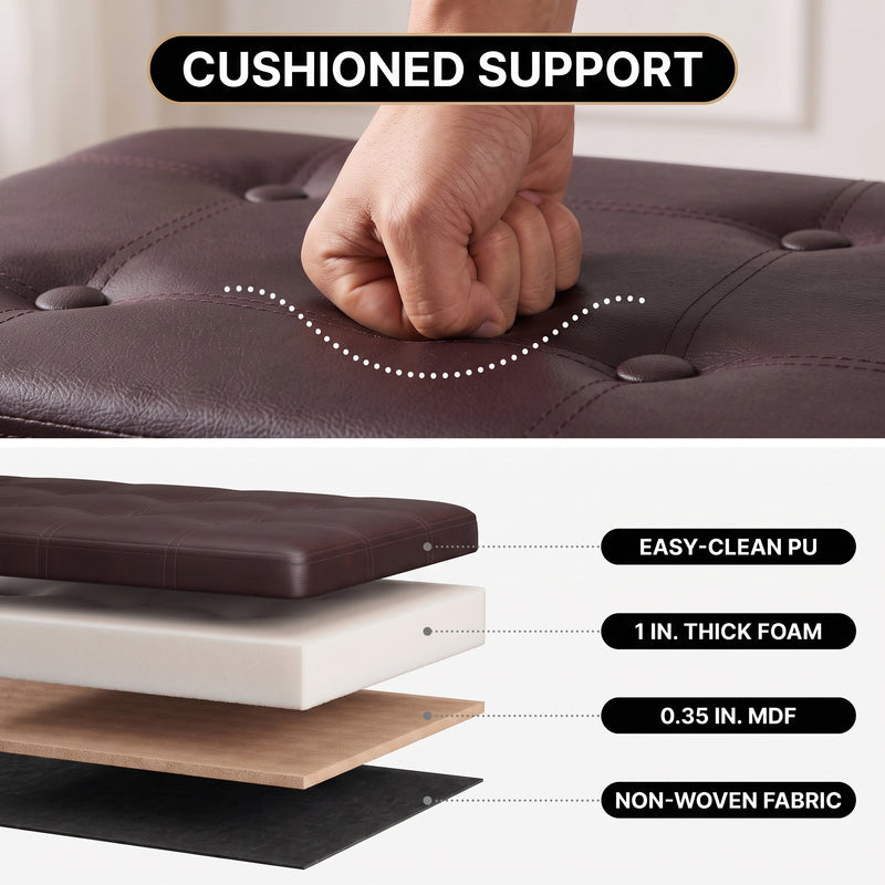 BENCH WITH STORAGE – FOLDING OTTOMAN WITH PADDED SEAT - 8