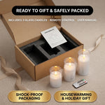 Flameless Candles with Remote & Timer – Glass Pillar Set of 3 - 8
