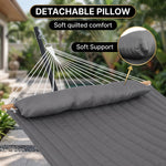 Outdoor Double Hammock with Stand for 2 – Heavy Duty Steel Frame, Pillow Included - 8