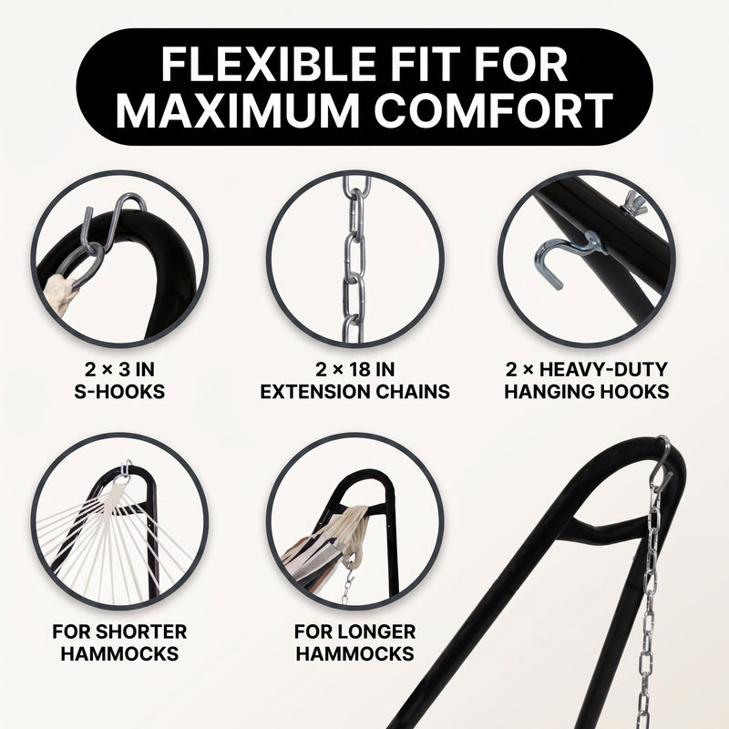 Adjustable 9-14FT Heavy-Duty Hammock Stand – 550-660LBS Outdoor/Indoor Steel Frame - 8