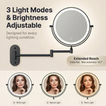 LED Lighted Magnifying Makeup Mirror – Rechargeable, Wall-Mount with Adjustable Brightness - 8 (add)