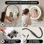 LED Vanity Mirror with Halo Lights – 12" & 19" | Dimmable LED Makeup Mirror with 360° Rotation, Touch Control | Gold & White - 8 (add)