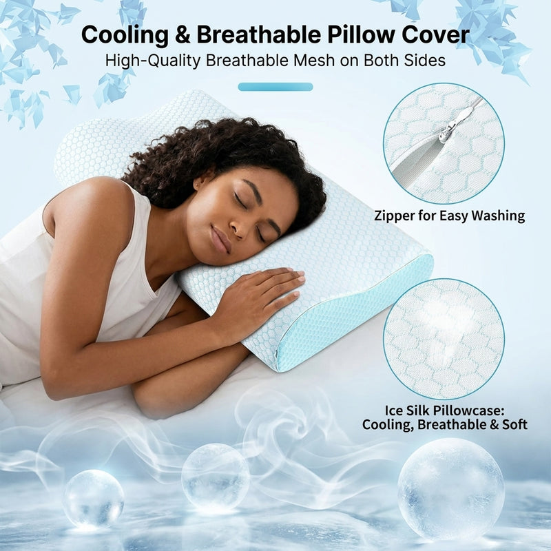 Premium Bamboo and Memory Foam Pillow – Ergonomic, Adjustable & Hypoallergenic Sleep Support - 8 (add)