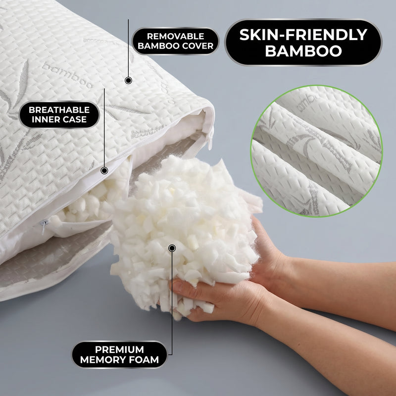 Premium Bamboo and Memory Foam Pillow – Ergonomic, Adjustable & Hypoallergenic Sleep Support - 8 (add)