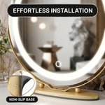 LED Vanity Mirror with Halo Lights – 12" & 19" | Dimmable LED Makeup Mirror with 360° Rotation, Touch Control | Gold & White - 8 (add)
