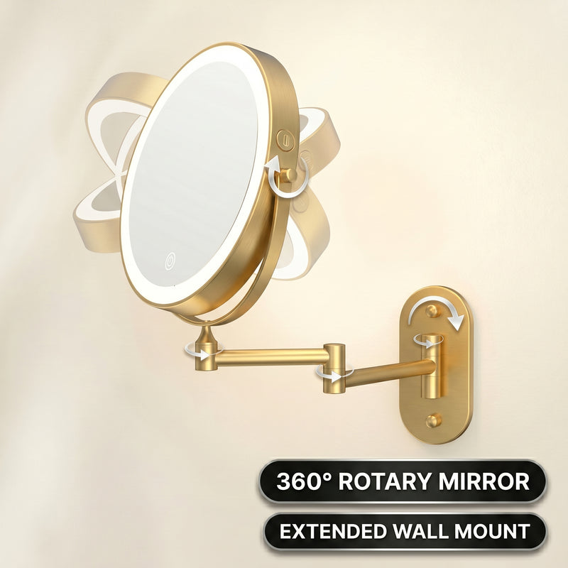 LED Lighted Magnifying Makeup Mirror – Rechargeable, Wall-Mount with Adjustable Brightness - 8 (add)