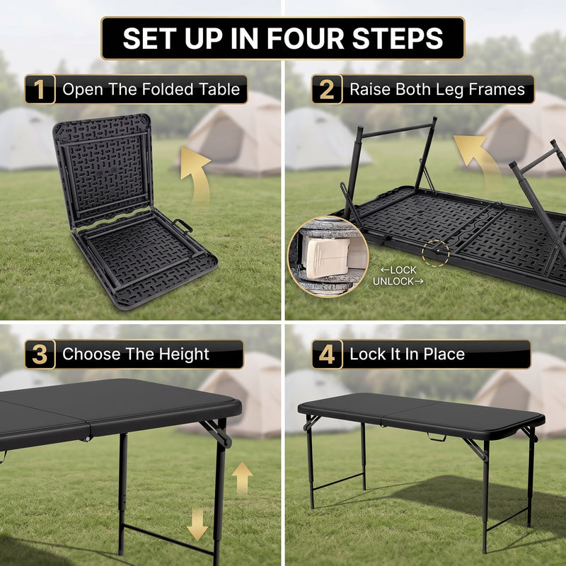 4 ft Adjustable Folding Camping Table - 8