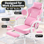 Pink Gaming Chairs – High-Back Reclining Styles with Footrest & Lumbar Support - 8