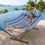 2-Person Outdoor & Indoor Hammock with Adjustable Height, Pillow & Stand – Portable, Sturdy, Colorful - 8