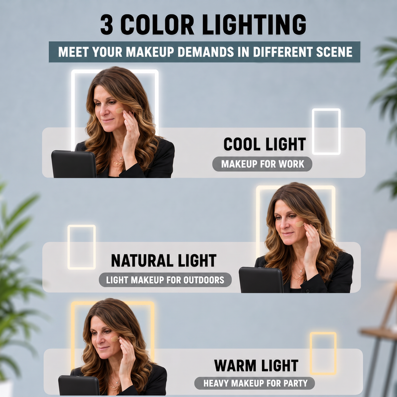 Portable LED Makeup Mirror – Rechargeable, Adjustable Brightness, Compact & Travel-Friendly - 8