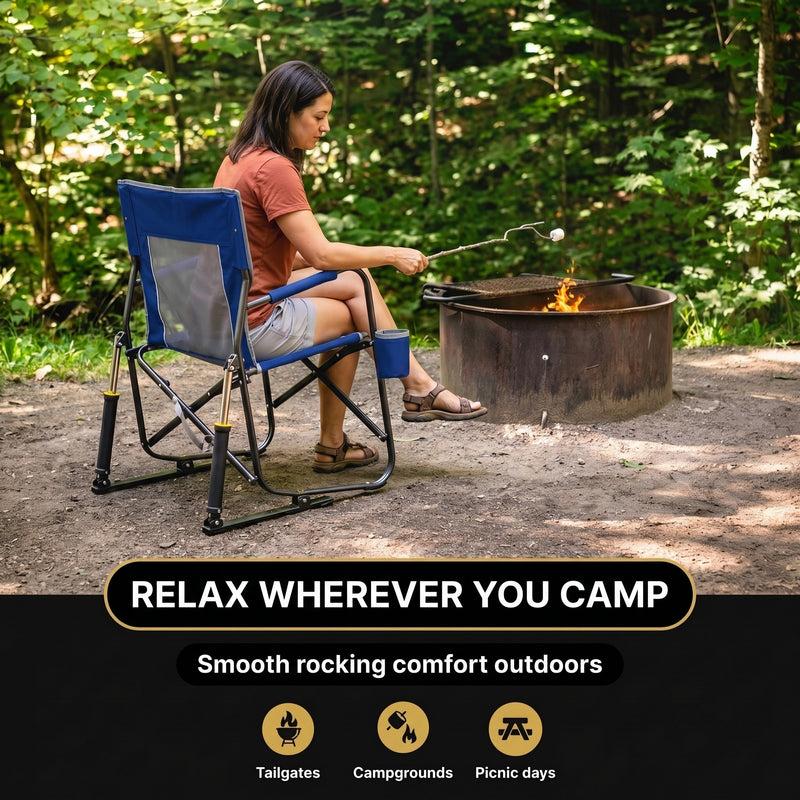 ROCKING CAMPING CHAIR – FOLD-FLAT CHAIR WITH CUP HOLDER - 8