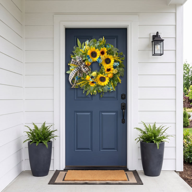 SUNFLOWER WREATH FOR FRONT DOOR – SUMMER FLORAL PORCH DÉCOR - 8