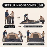 4-6 PERSON INSTANT CABIN CAMPING TENT – WATERPROOF FAMILY TENT WITH RAINFLY & CARRY BAG - 8