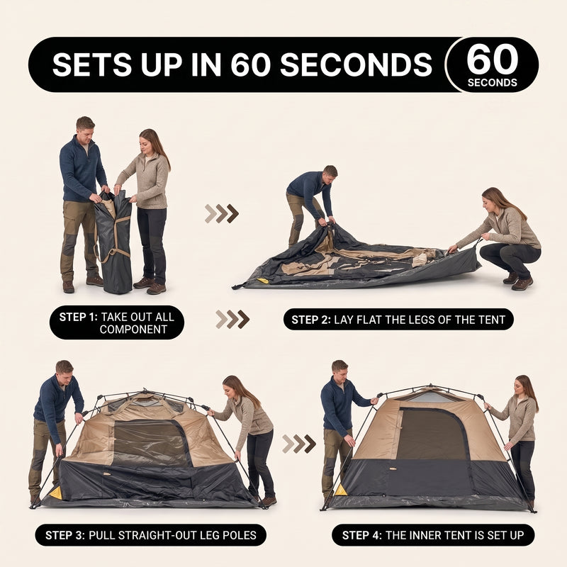 4-6 PERSON INSTANT CABIN CAMPING TENT – WATERPROOF FAMILY TENT WITH RAINFLY & CARRY BAG - 8