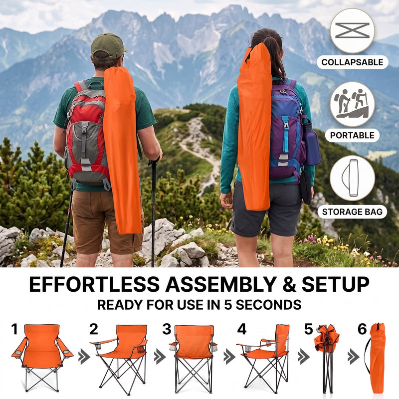 2 Pack Folding Camping Chairs with Cup Holders & Carry Bags - 8