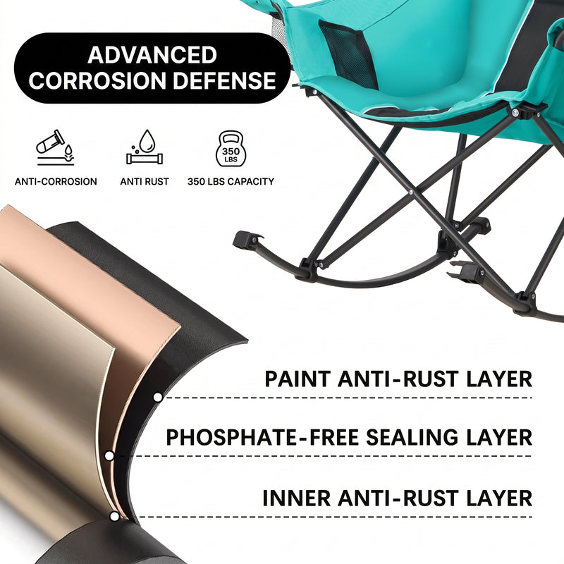 Oversized Folding Rocking Camping Chair with Padded Headrest - 8