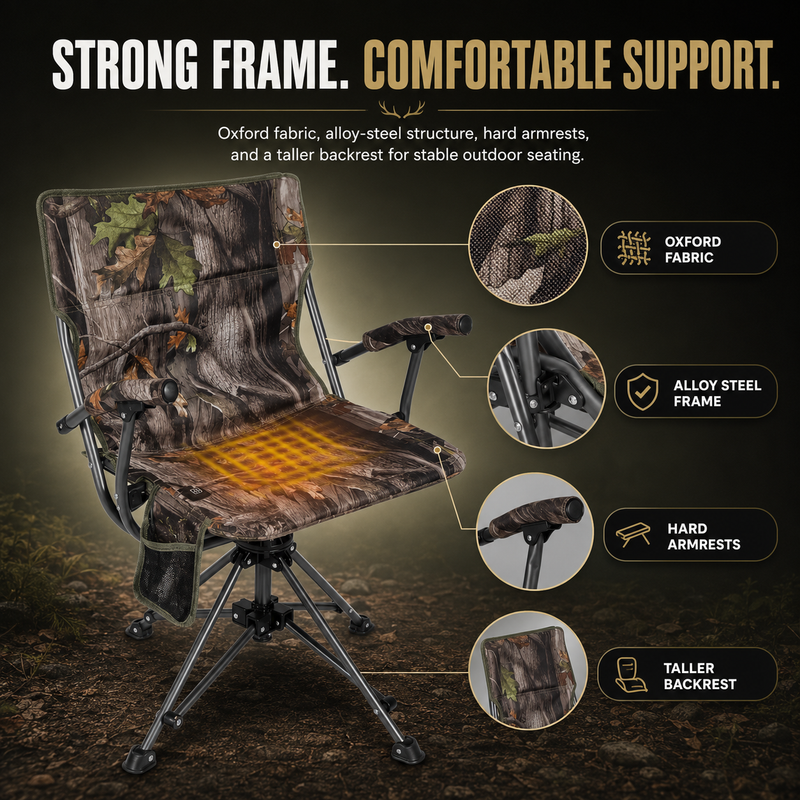 Portable Adjustable Hunting Chair with Swivel & Heated - 8