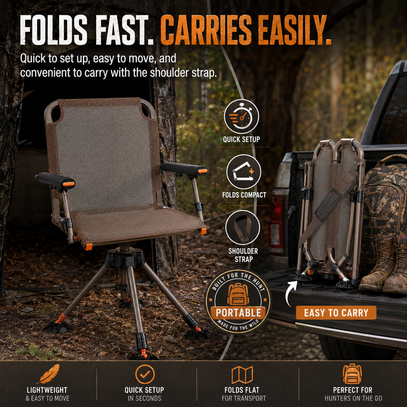 Portable Adjustable Hunting Chair with Swivel & Heated - 8