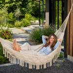 Boho Macrame Double Hammock Swing with Tassels – 2 Person Hanging Chair for Indoor & Outdoor Relaxation - 8