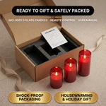 Flameless Candles with Remote & Timer – Glass Pillar Set of 3 - 8