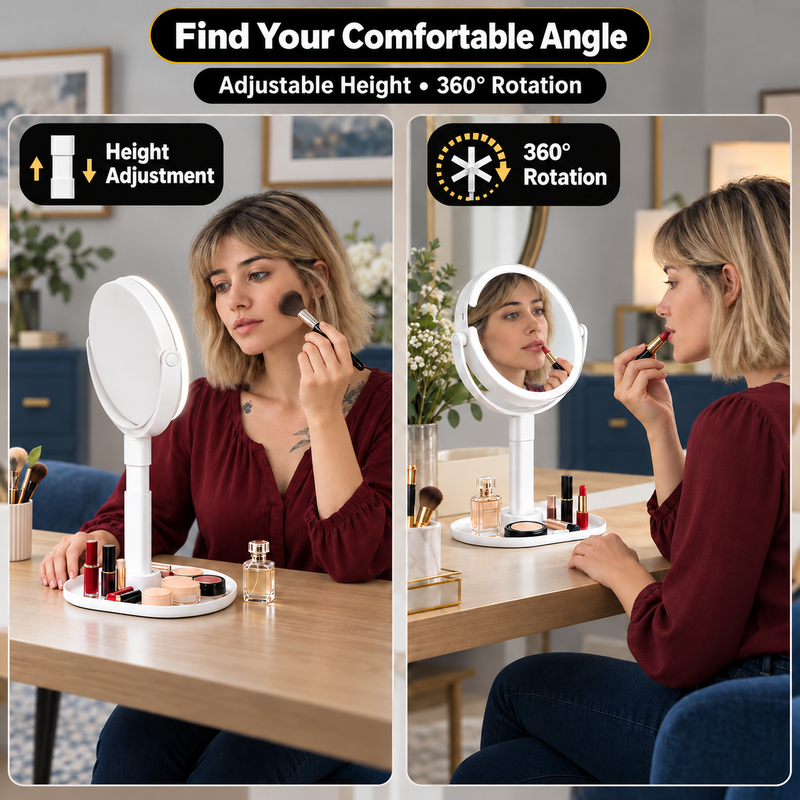 LED Makeup Mirror with Adjustable Brightness – Dual-Sided, Rechargeable - 8