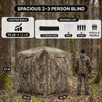 SucceBuy Hunting Blind, 270° & 360° See Through Ground Blind, 2-3 Person / 3-4 Person Pop Up Deer Blind for Hunting with Carrying Bag, Portable Tent - 8