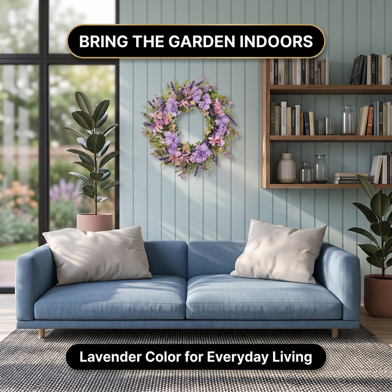 HYDRANGEA WREATH FOR FRONT DOOR – ARTIFICIAL FLORAL PORCH DÉCOR - 8