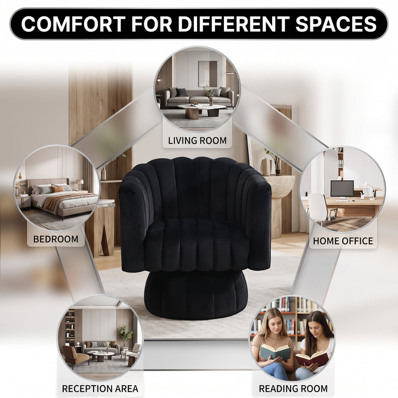 Swivel Accent Chair with Storage, 360 Degree Velvet Small Accent Chair, No Assembly Comfy Bedroom Chair for Living Room, Reading, Dressing Room - 8