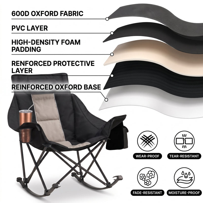 Oversized Folding Rocking Camping Chair with Padded Headrest - 8