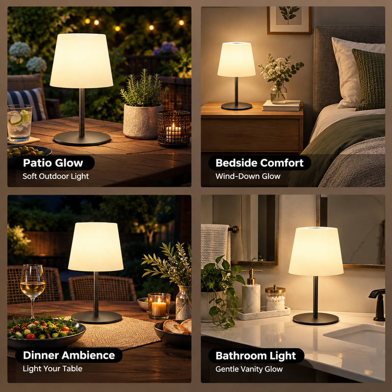 CORDLESS TABLE LAMP – RECHARGEABLE & WATERPROOF FOR SHOWER, BATHROOM AND OUTDOOR USE - 8