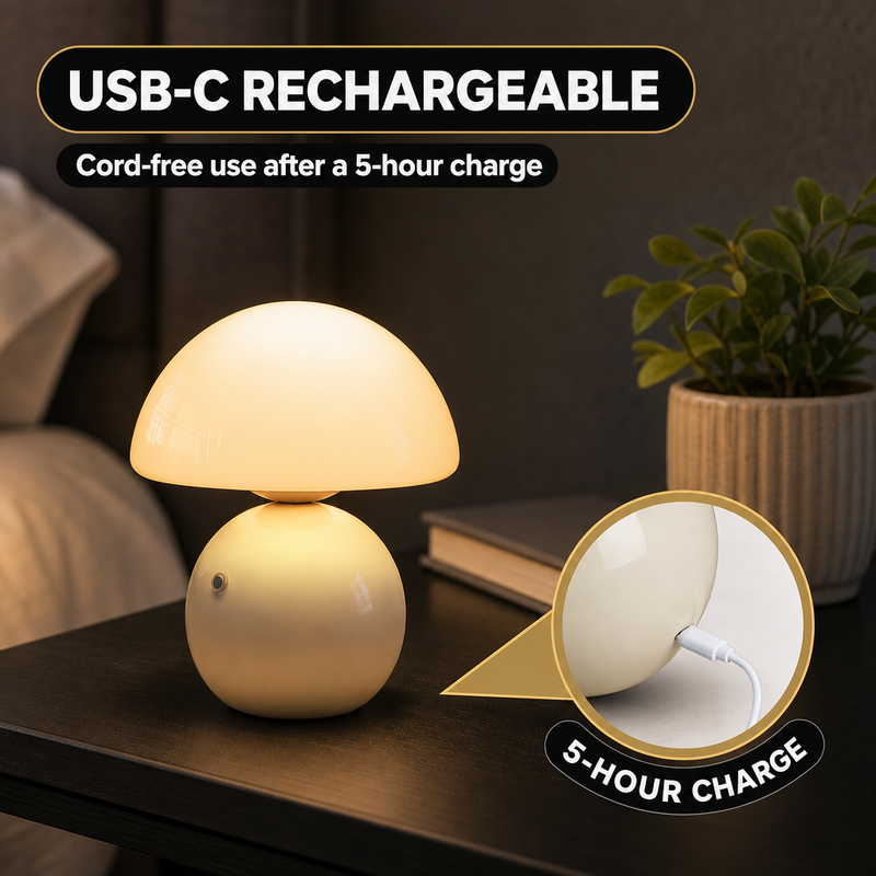 MUSHROOM LAMP – CORDLESS, RECHARGEABLE & TOUCH-DIMMABLE - 8