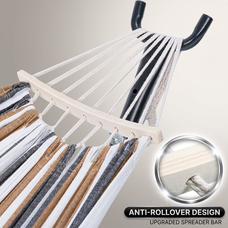Double Hammock with Stand – Portable, Adjustable & 600lb Capacity for Indoor & Outdoor - 8