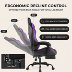 GAMING CHAIR WITH FOOTREST – LUMBAR SUPPORT & 360° SWIVEL - 8