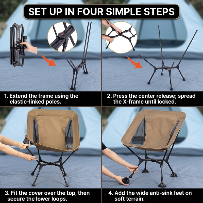 Ultralight Folding Camping Chair – Portable Outdoor High-Back Seat - 8