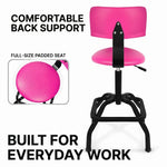 Adjustable Shop Stool with Backrest - Workbench Stool for Garage & Workshop, Swivel Bar Stool with Back Support, Padded Mechanic Stool - 8