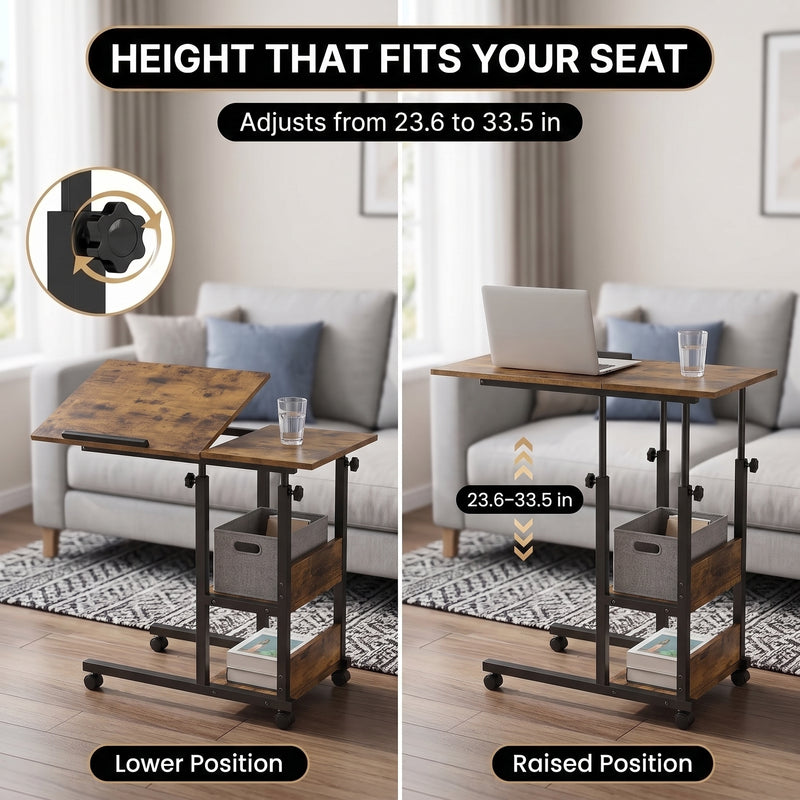 C-SHAPED END TABLE WITH CHARGING STATION – ADJUSTABLE HEIGHT - 8
