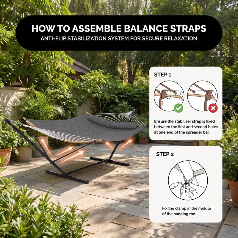 2-Person Hammock with Adjustable-Height Stand, Pillow & Carrying Bag - 8