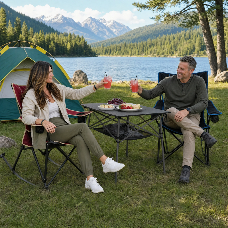 Lightweight Aluminum Folding Camping Table – Portable Roll-Up Outdoor Picnic Table with Carry Bag - 8