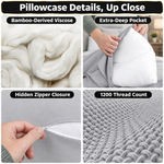 100% Viscose from Bamboo Pillowcases with Zipper, Set of 2 - 8