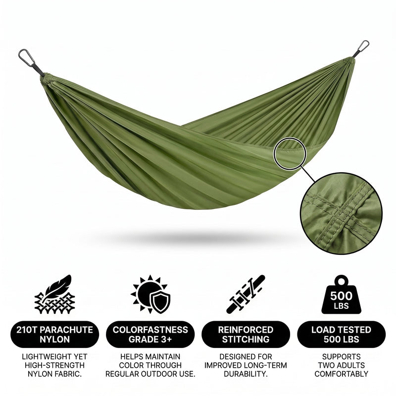 2-Person Camping Hammock with Mosquito Net & Rain Fly – Portable Outdoor Hammock Set (500lbs Capacity) - 8