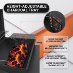 Portable Charcoal Grill with Smoking Function, Foldable Suitcase Design with Wheels, Multi-Tier Storage Rack & Waterproof Cover for Outdoor BBQ Parties - 8