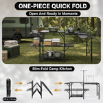 Camping Portable Cook Station/Kitchen Table, Folding Outdoor Cooking Table with Storage - 8