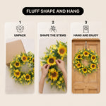 SUNFLOWER WREATH FOR FRONT DOOR – SUMMER FLORAL PORCH DÉCOR - 8