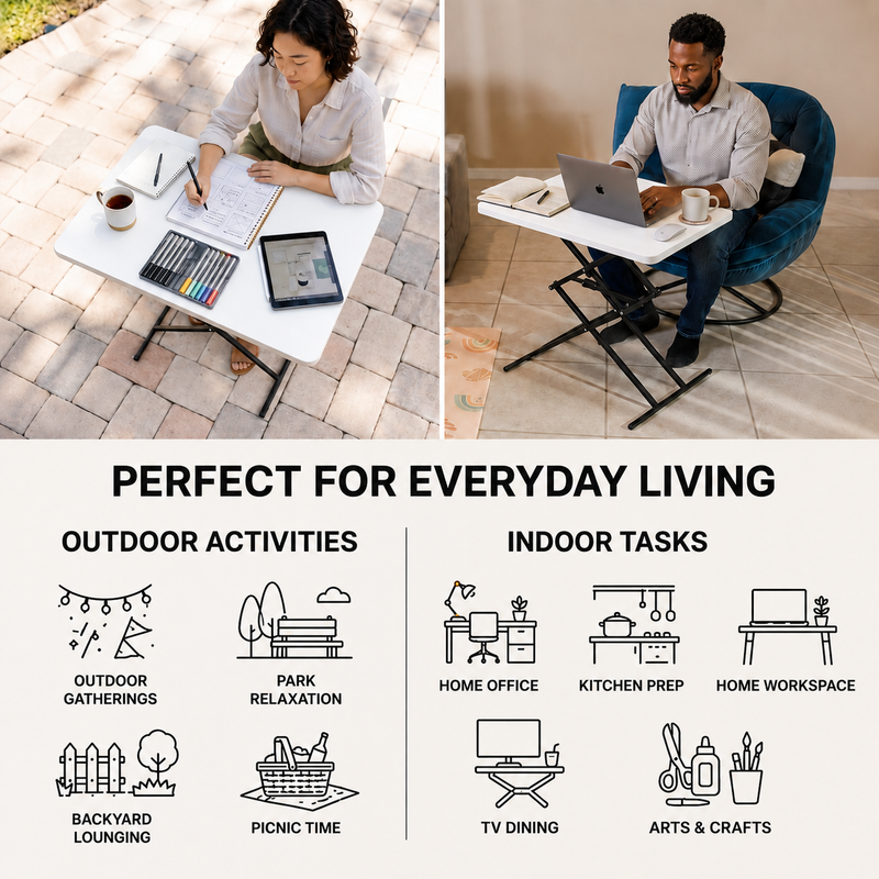 Foldable Table & Step Stool – Heavy-Duty, Portable, Adjustable Height, Indoor/Outdoor Use - 8