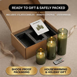 Flameless Candles with Remote & Timer – Glass Pillar Set of 3 - 8
