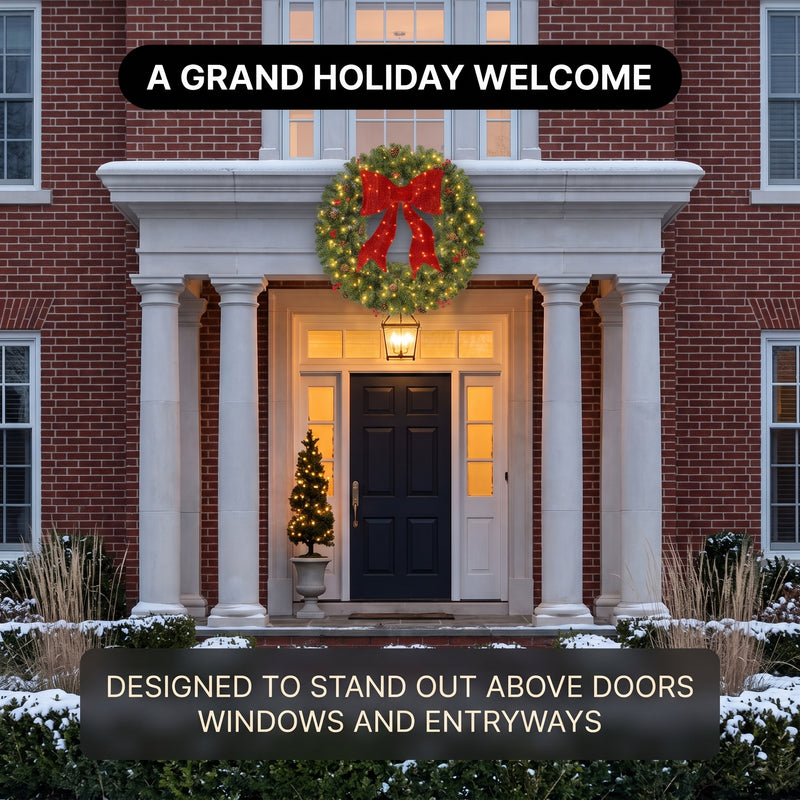 PRE-LIT CHRISTMAS WREATH – WARM LED DOOR DÉCOR - 8