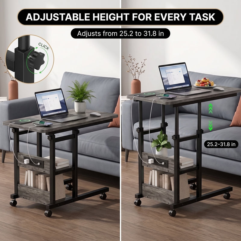 C-SHAPED END TABLE WITH CHARGING STATION – ADJUSTABLE HEIGHT - 8